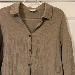Women's Casual Tan Button Down Shirt